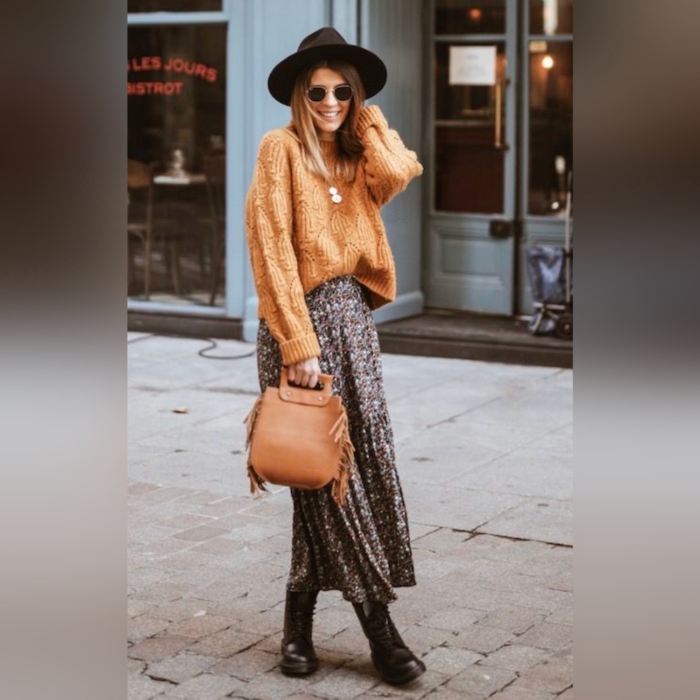 Long satin maxi skirt